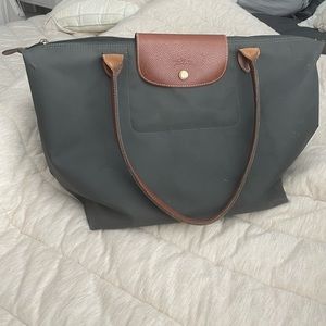 Navy blue long champ tote zipper bag